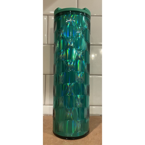 Starbucks Coffee 16 oz Tumbler Green 3D Cube‎ Design 2024 NWOT - Picture 2 of 8